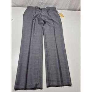 Galante Lanificio Dress Pants Mens 40x36 Gray Wool Flat Front Straight Italy